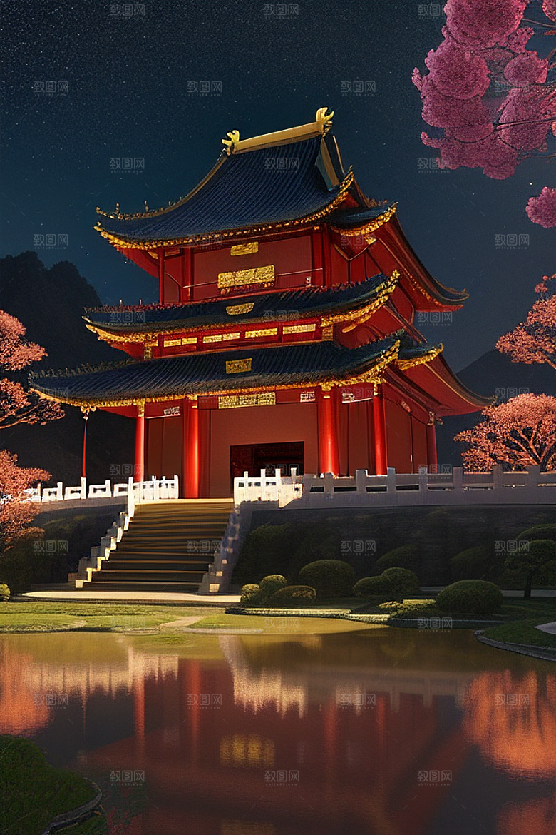梦幻视觉冲击中国风宫殿高清渲染