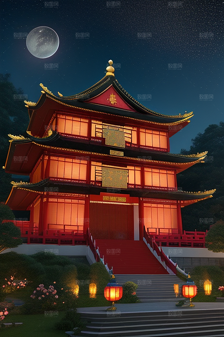 梦幻视觉冲击中国风宫殿高清渲染