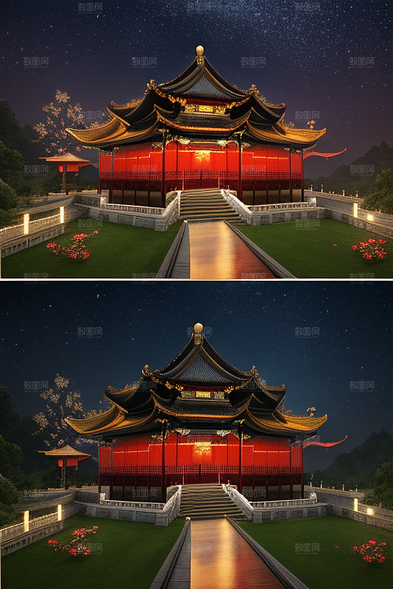 梦幻视觉冲击中国风宫殿高清渲染