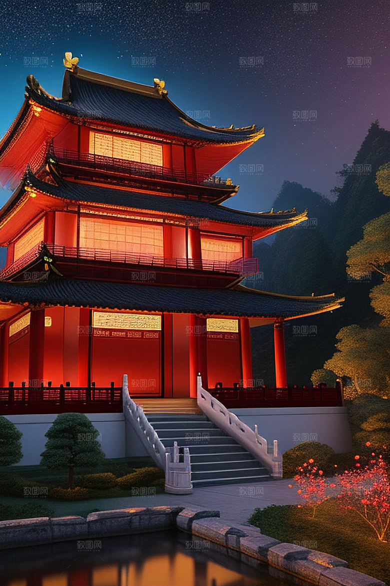 营造梦幻感中国风宫殿的光影效果