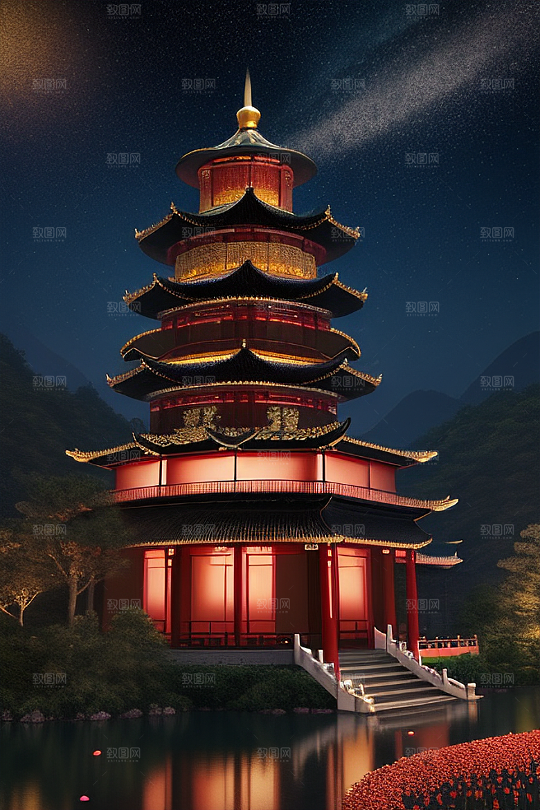 营造梦幻感中国风宫殿的光影效果
