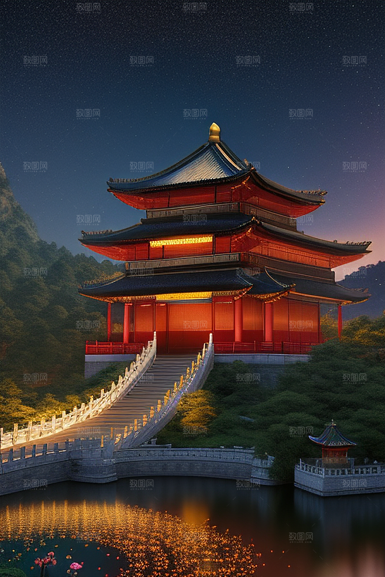 营造梦幻感中国风宫殿的光影效果