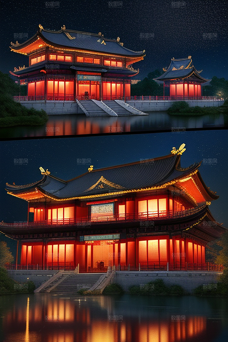 营造梦幻感中国风宫殿的光影效果