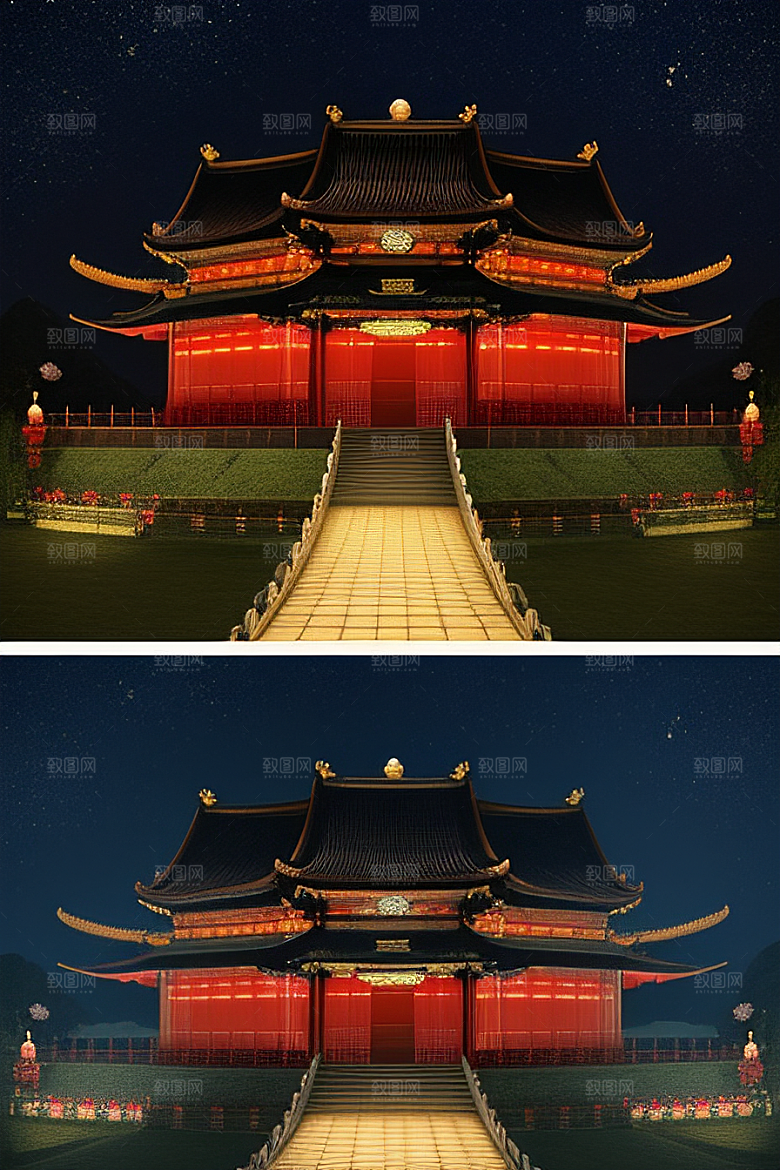 营造梦幻感中国风宫殿的光影效果