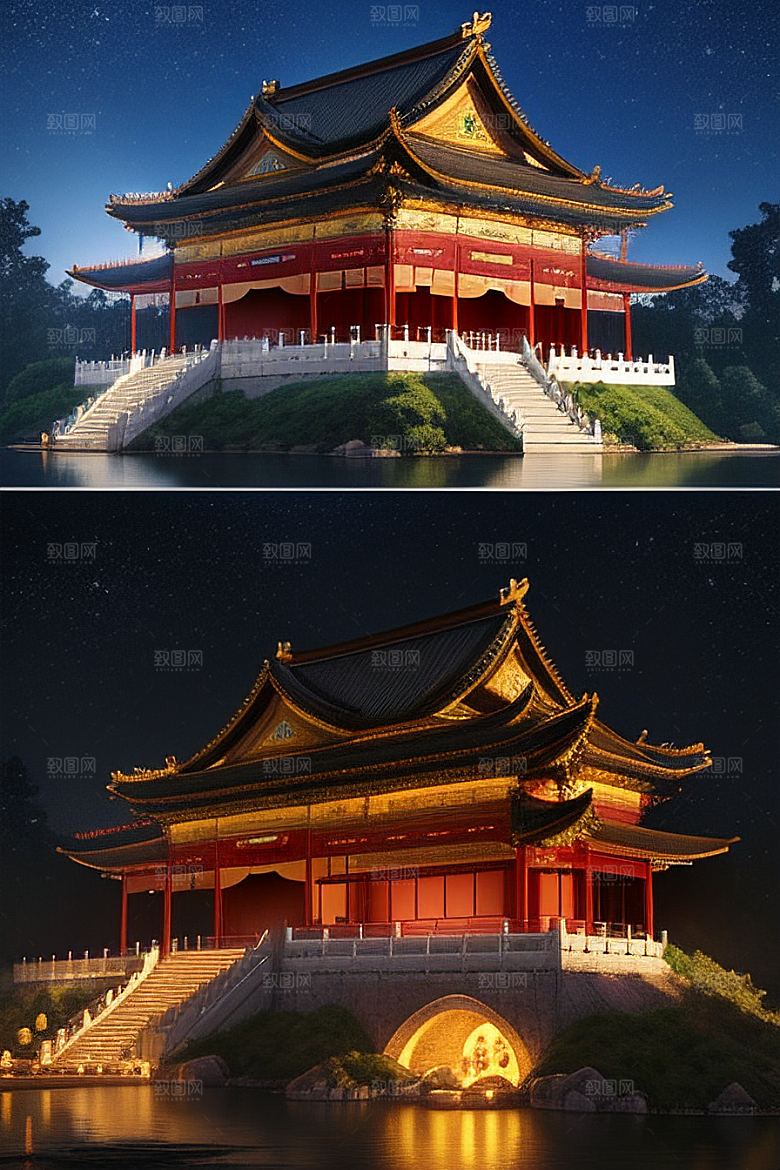 营造梦幻感中国风宫殿的光影效果