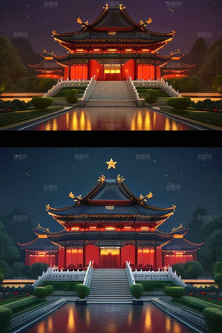 营造梦幻感中国风宫殿的光影效果
