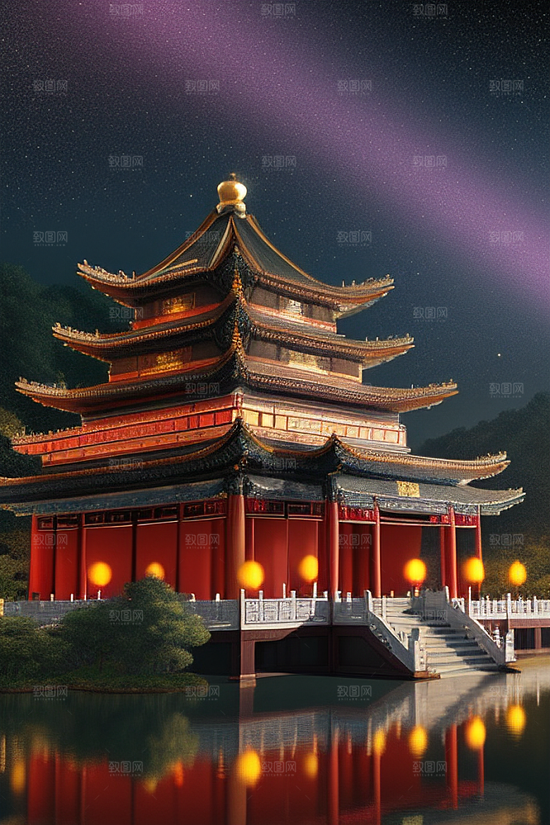 影视效果高清晰度中国风宫殿渲染
