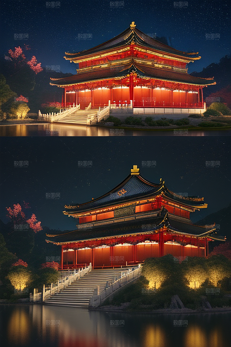 影视效果高清晰度中国风宫殿渲染