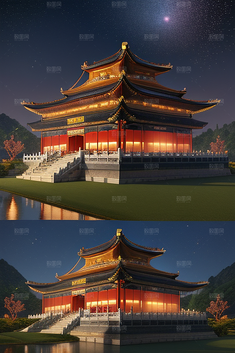 眼前的童话中国风金碧辉煌宫殿