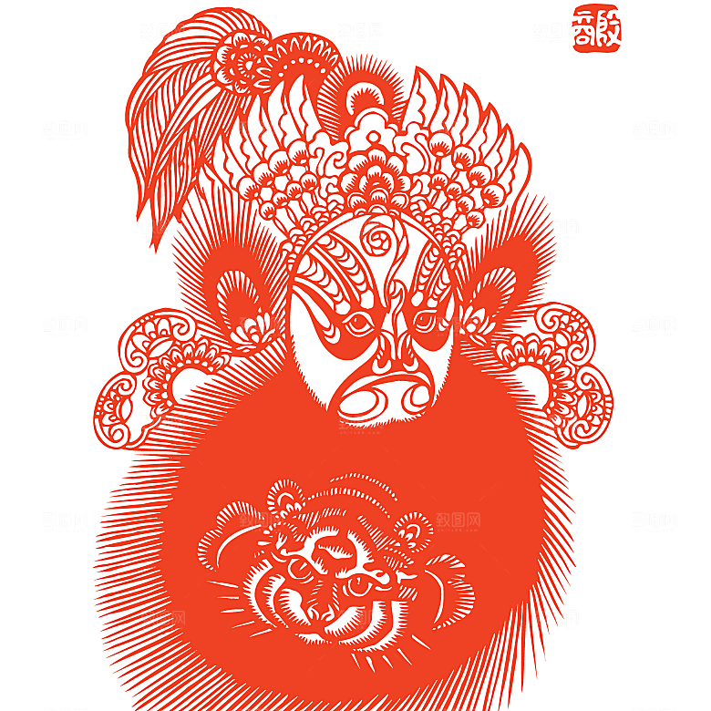 矢量京剧脸谱剪纸素材