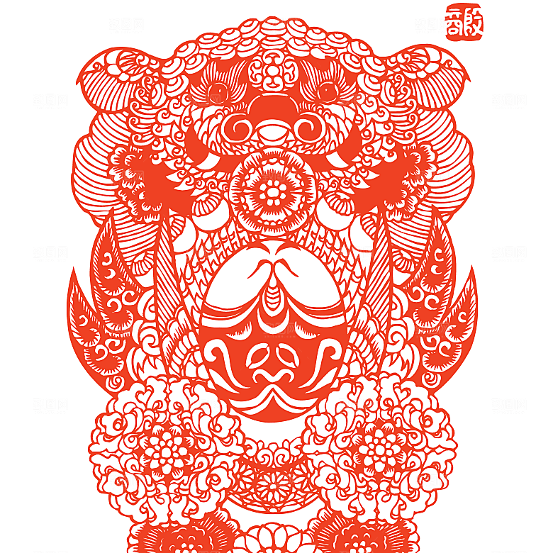 矢量京剧脸谱剪纸素材