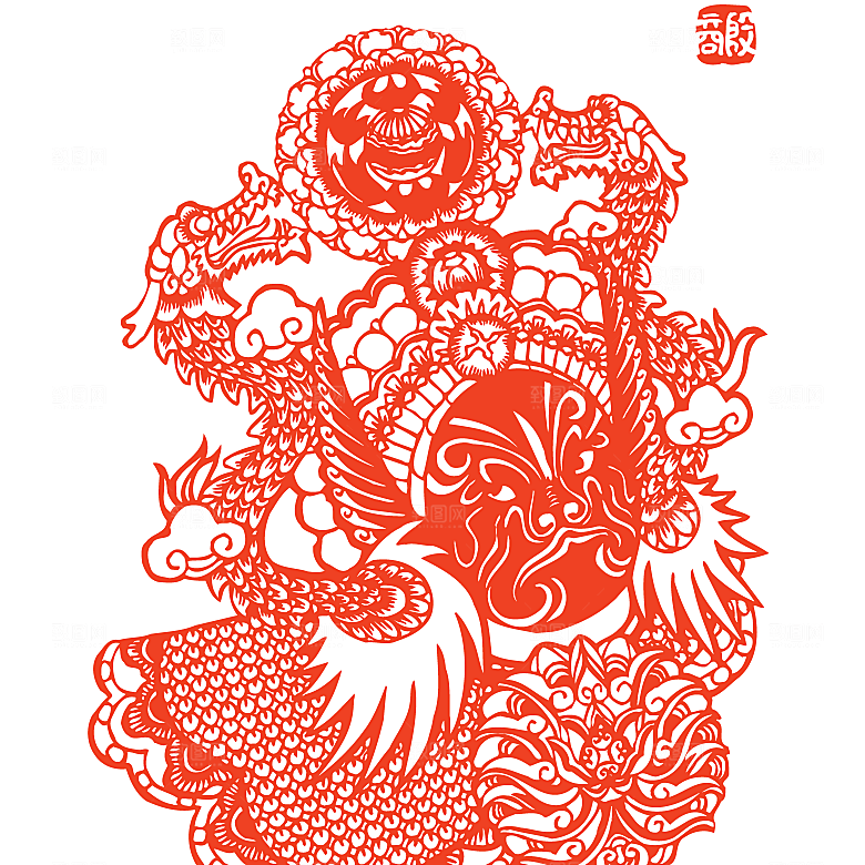 矢量京剧脸谱剪纸素材