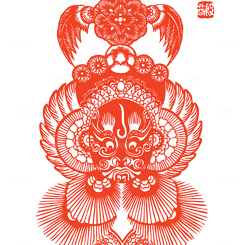 矢量京剧脸谱剪纸素材