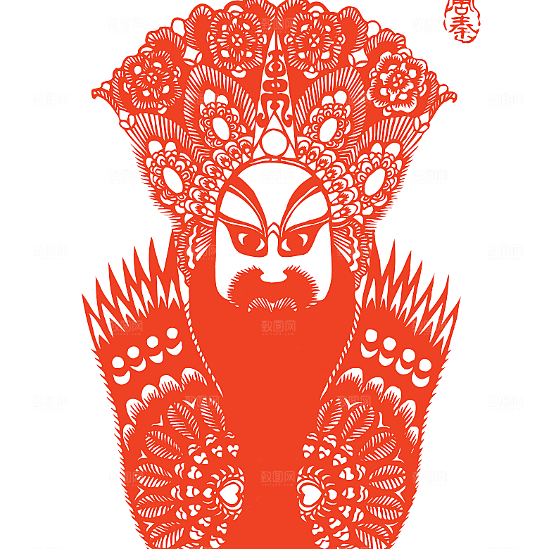 矢量京剧脸谱剪纸素材