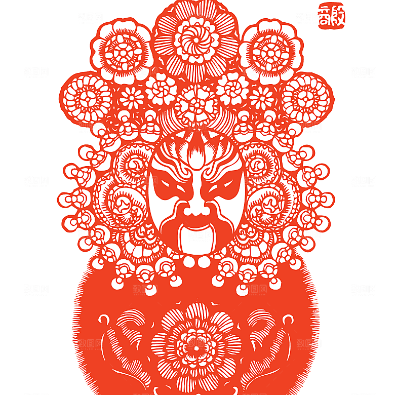 矢量京剧脸谱剪纸素材