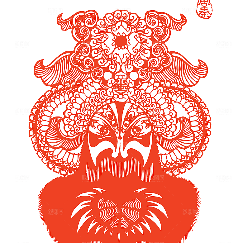 矢量京剧脸谱剪纸素材