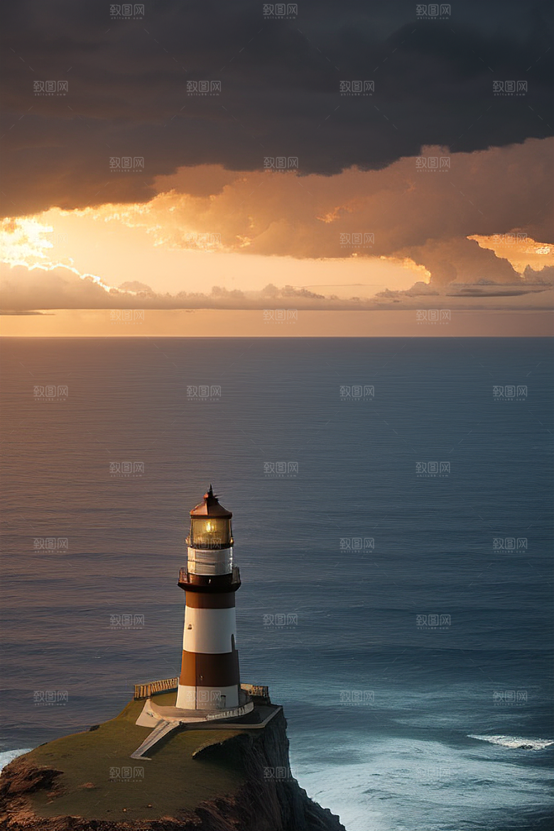 超真实的海上灯塔美丽的风景