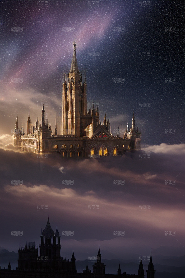 天堂般的星空宫殿超真实渲染超高清