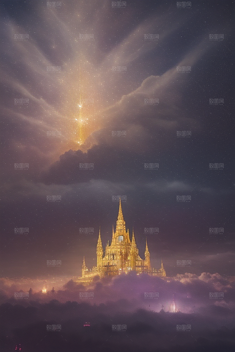 天堂般的星空宫殿超真实渲染超高清