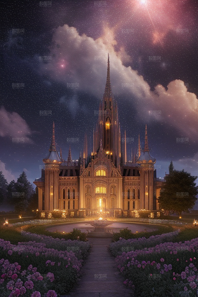 天堂般的星空宫殿超真实渲染超高清