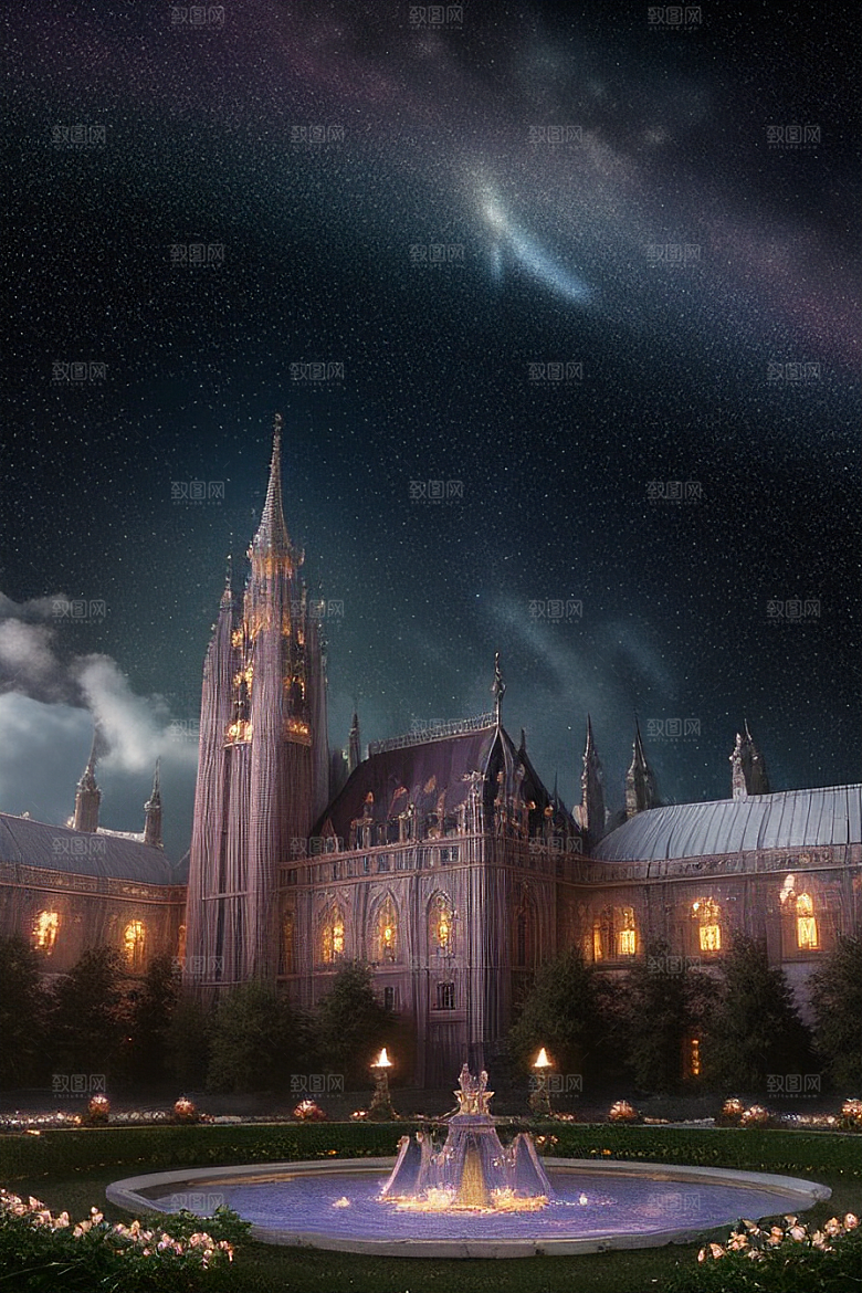 天堂般的星空宫殿超真实渲染超高清
