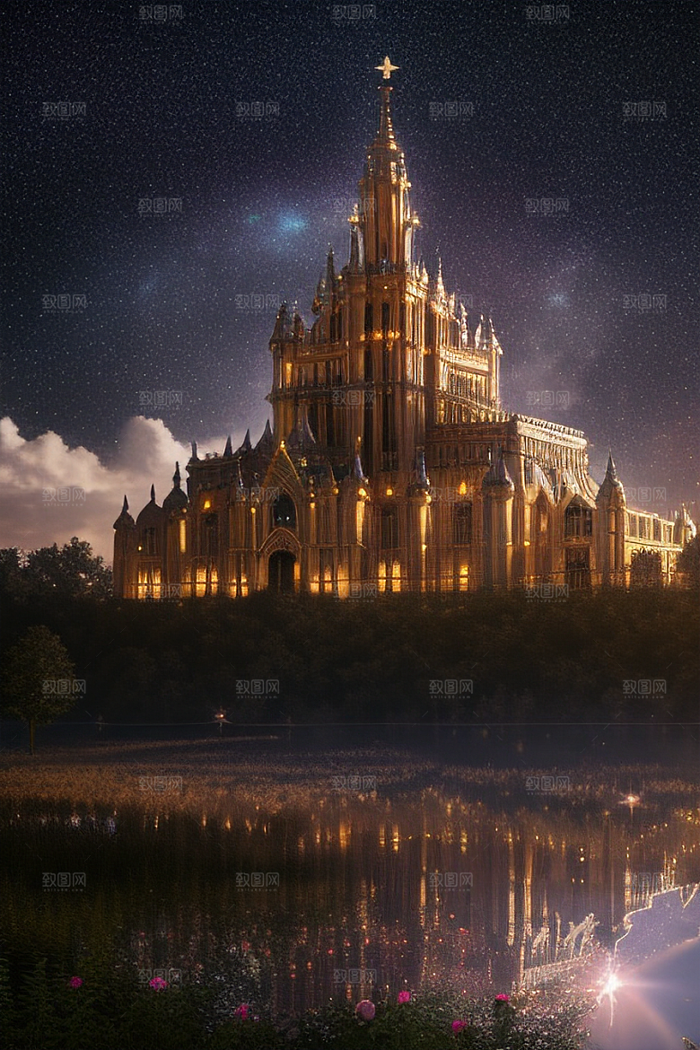 天堂般的星空宫殿超真实渲染超高清