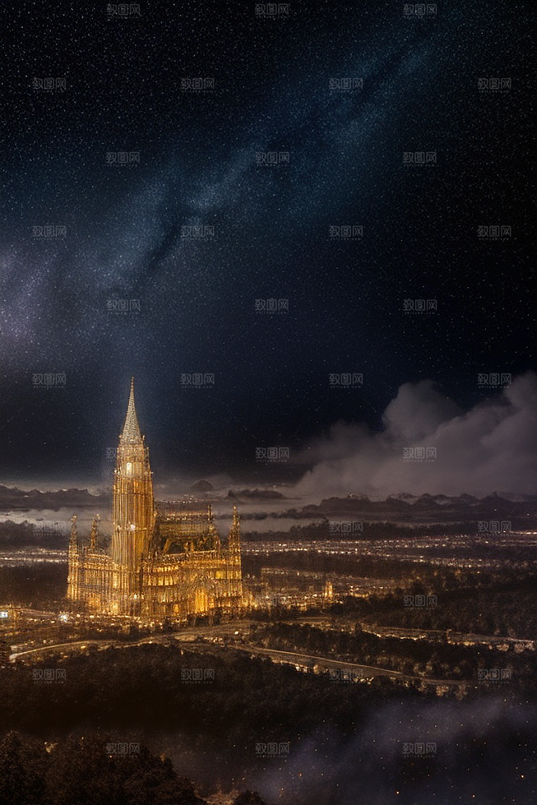 天堂般的星空宫殿超真实渲染超高清