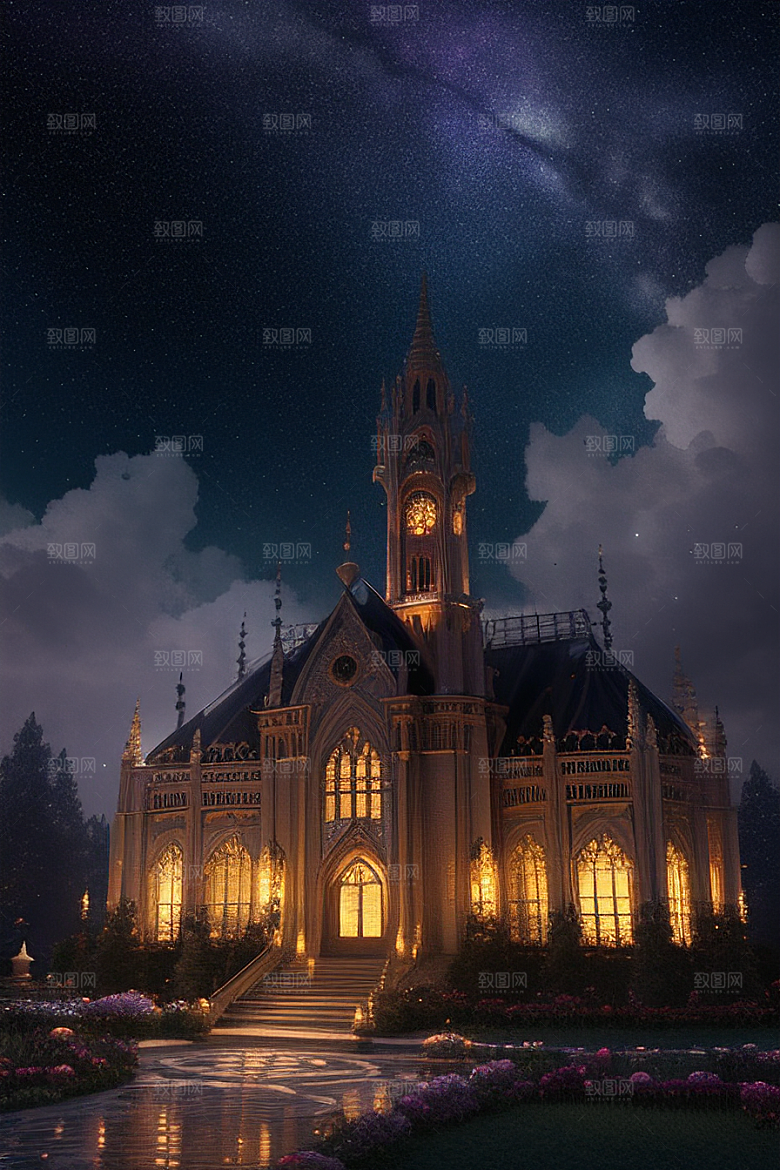 欧洲风格水晶宫超高清唯美插画效果