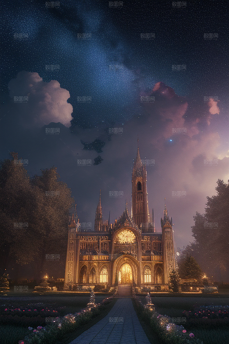 天堂般的星空宫殿超真实渲染超高清