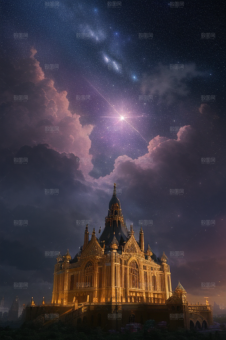 天堂般的星空宫殿超真实渲染超高清