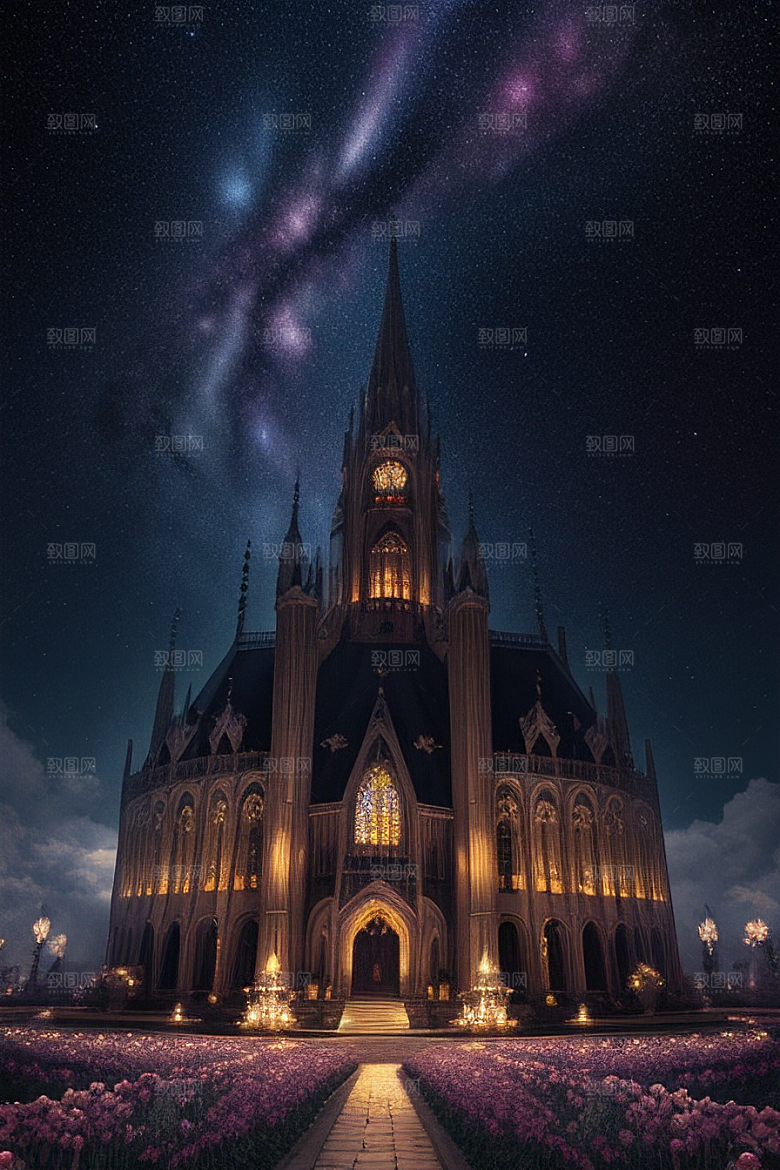 天堂般的星空宫殿超真实渲染超高清