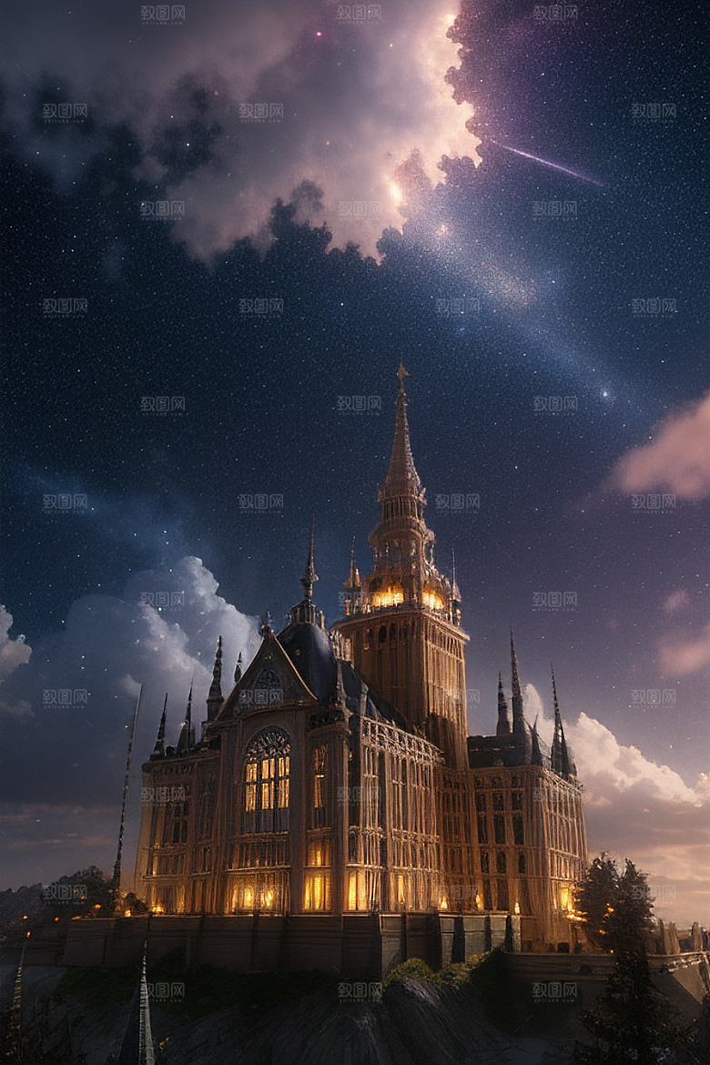 天堂般的星空宫殿超真实渲染超高清