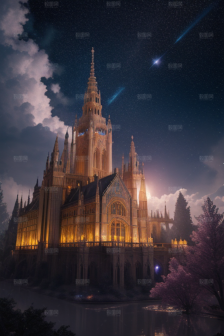 天堂般的星空宫殿超真实渲染超高清