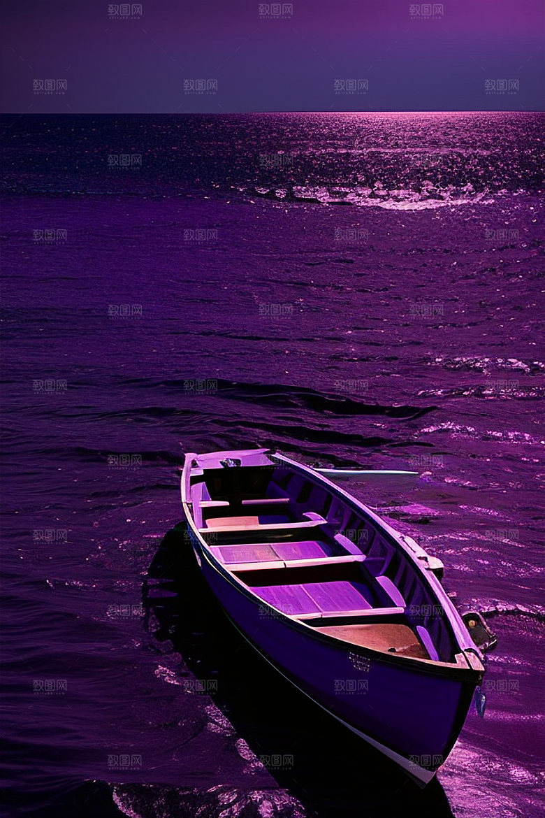 为特色的紫色海洋舢板