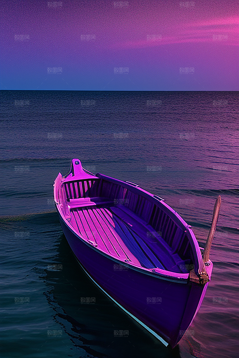 为特色的紫色海洋舢板