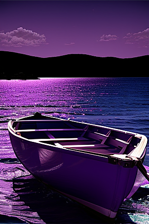独特风格的紫色海洋划船