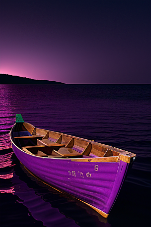 梦幻紫色海洋划艇景象