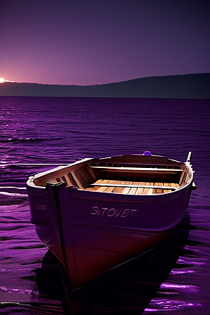 紫色特色的划船景象