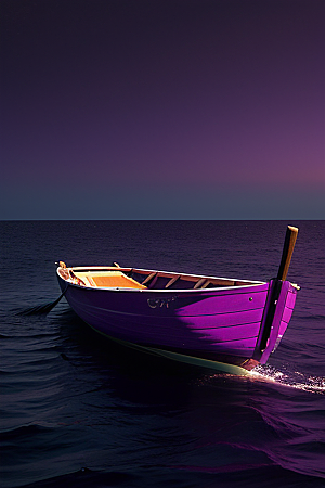 紫色特色的划船景象
