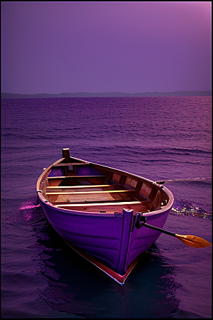 创新风格的紫色海洋舢板景象