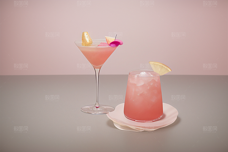 鸡尾酒杯与景深营造立体感的唯美壁纸