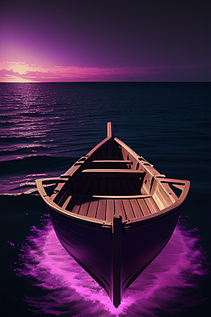 创新风格的紫色海洋舢板景象