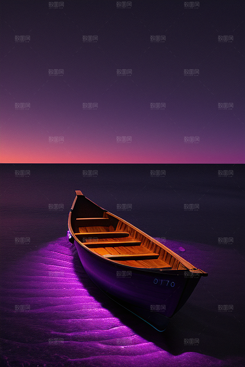 特色的紫色海洋独木舟