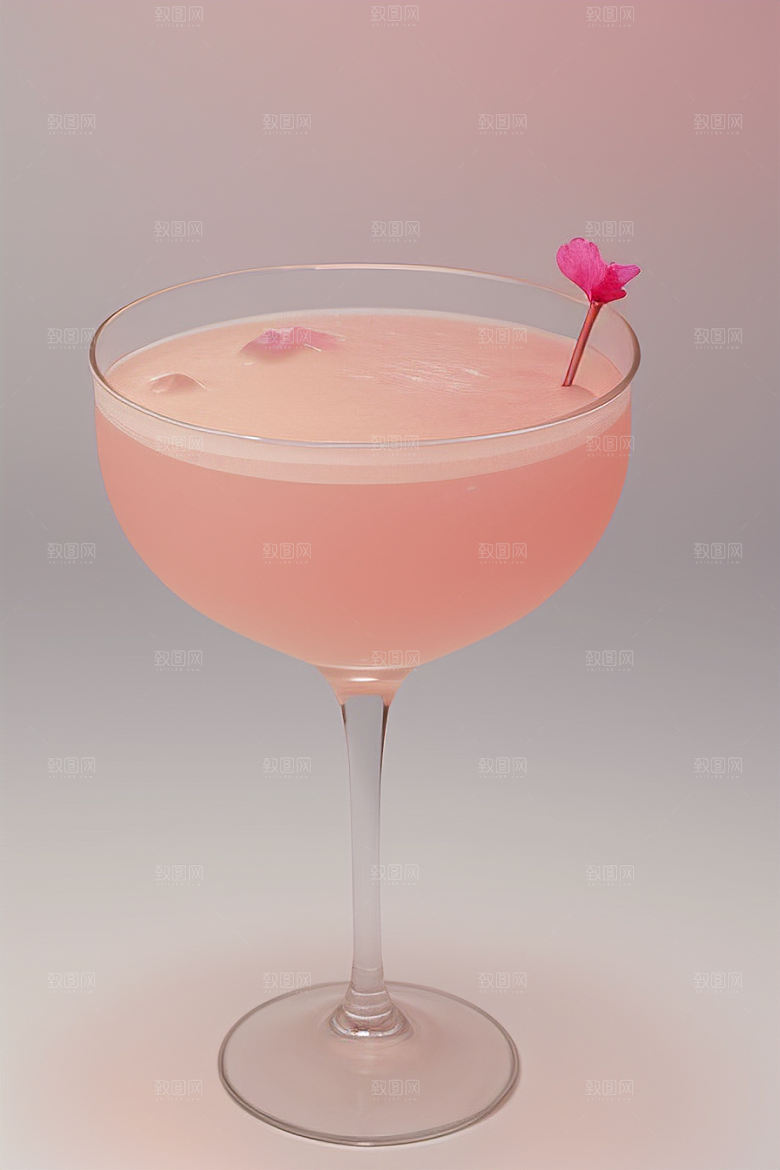 浅粉红色鸡尾酒杯甜蜜与浪漫的象征