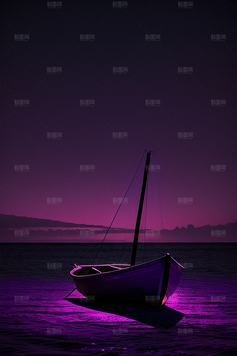 特色的紫色海洋独木舟
