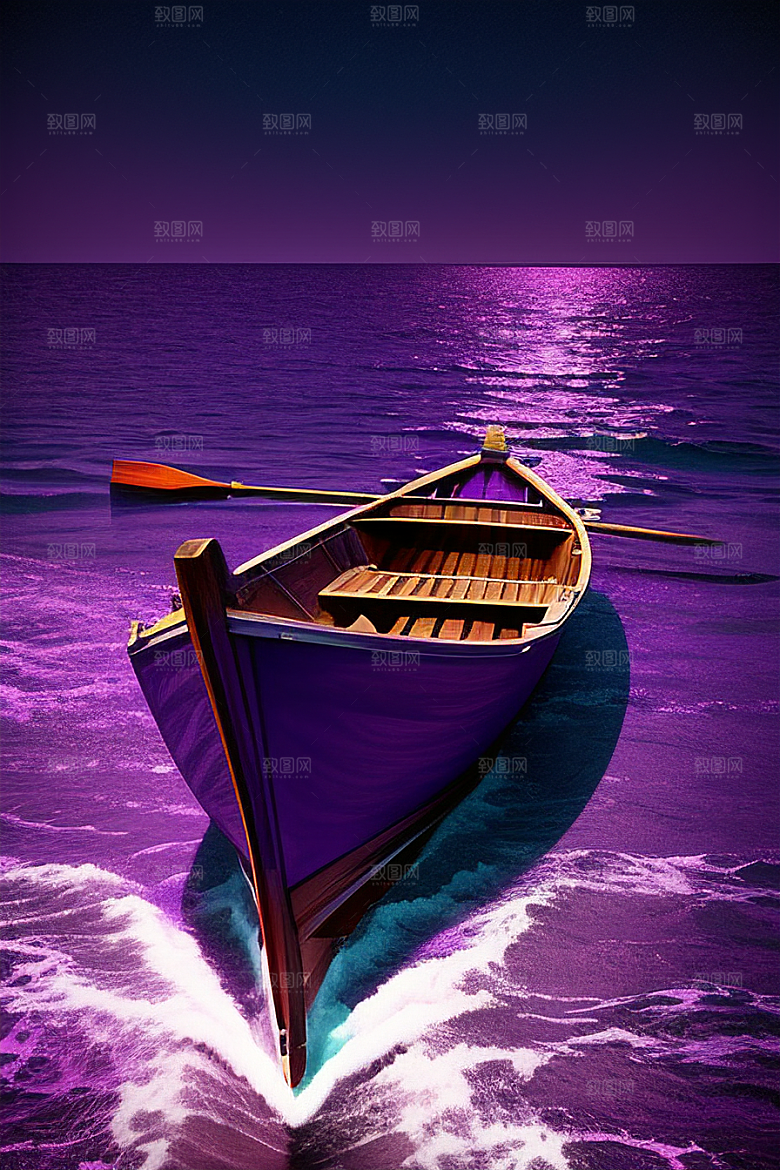 特色的紫色海洋独木舟