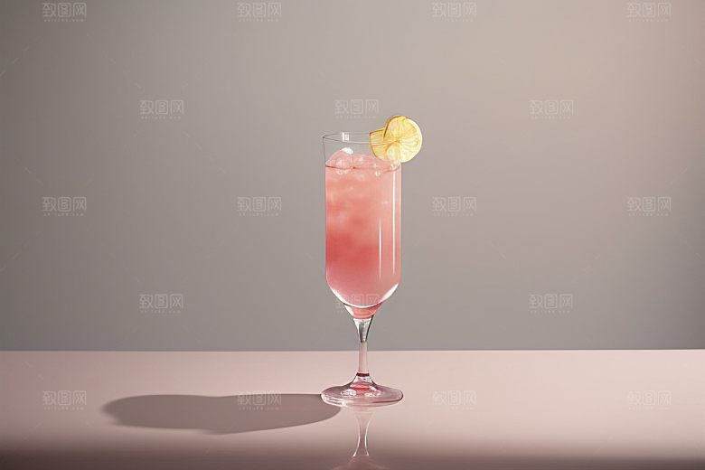 浅粉红色鸡尾酒杯甜蜜与浪漫的象征