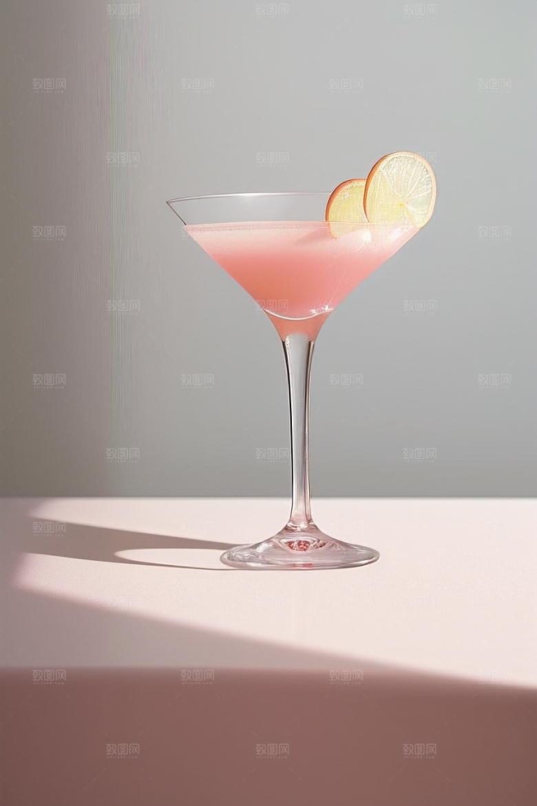 浅粉红色鸡尾酒杯甜蜜与浪漫的象征