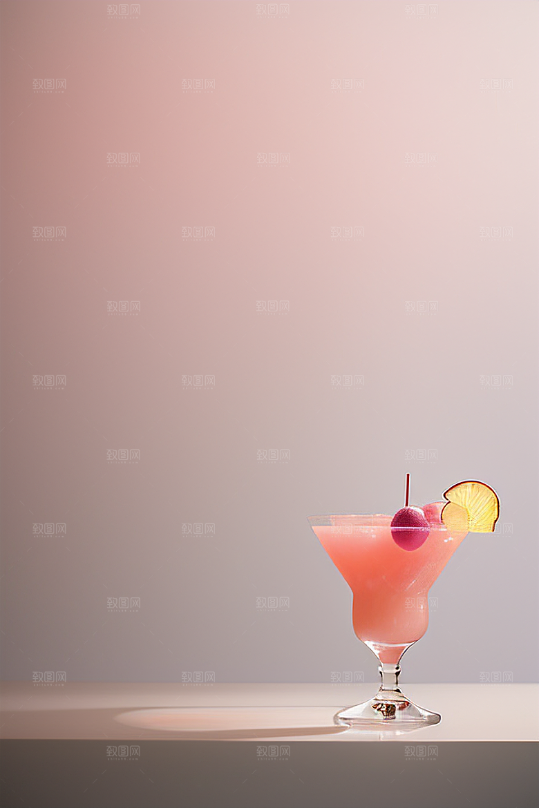 浅粉红色鸡尾酒杯甜蜜与浪漫的象征