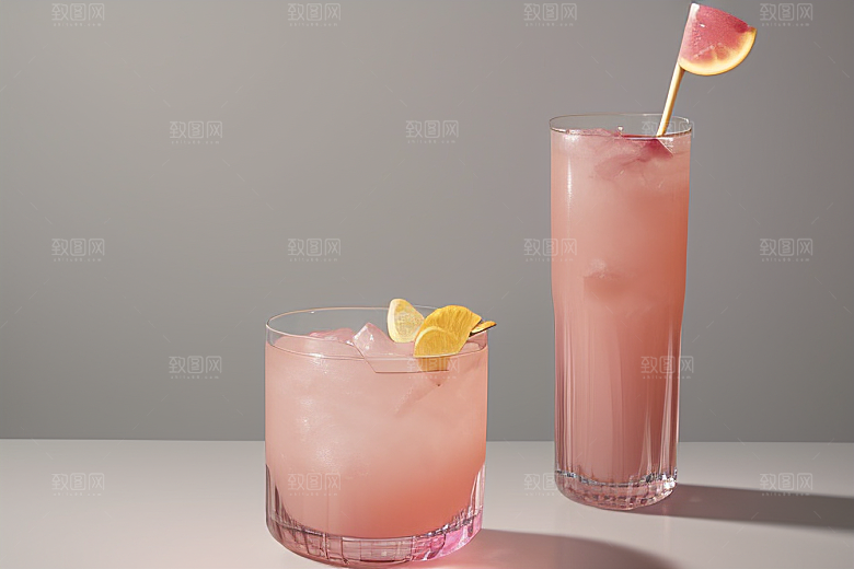 浅粉红色鸡尾酒杯甜蜜与浪漫的象征